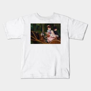 A Woman and a Girl Driving by Mary Cassatt Kids T-Shirt